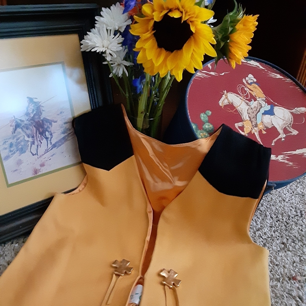 Women Western Gold & Black Vest